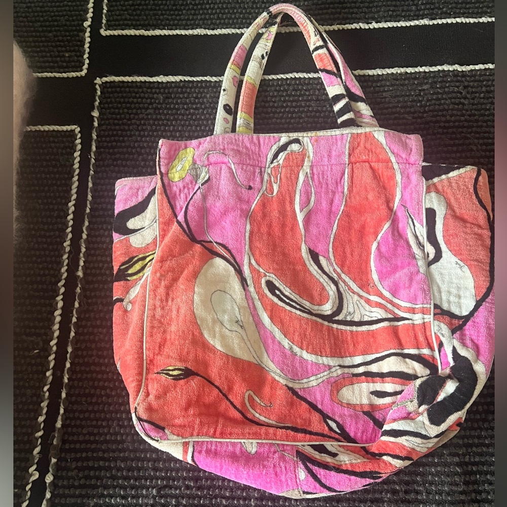 Emilio Pucci large terry cloth beach tote. Vintage. Very rare. Great condition